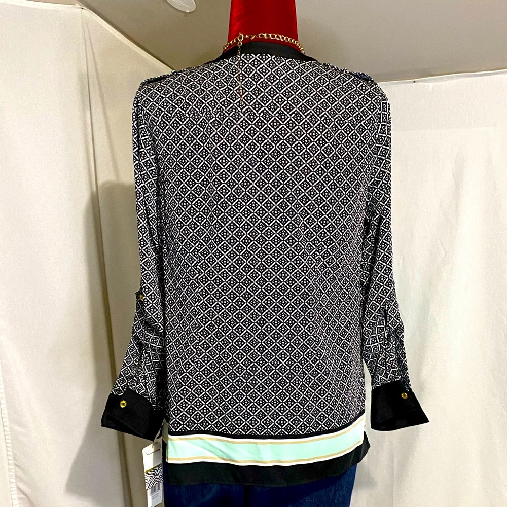 Nwt Dana Buchman Patterned Button Down Roll Tab B… - image 4